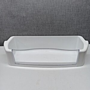 GE Refrigerator Door Bin 200D5596P001 White Clear Shield OEM Used Shelf